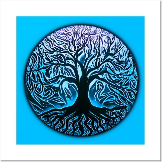 Tree of Life Circle 2 Blue Wall Art by PNPTees